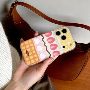 Plaid Strawberry Cake Protective Phone Case for Apple, Fits iPhone 17 Pro Max, 16 Pro Max, 15 Pro Max, 14 Pro, 13, Fashionable Women's Case