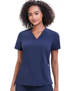 Tinylemon Women's Scrub Top – Slim Fit V-Neck with 4 Pockets & Badge Loop, Soft 4-Way Stretch, Anti-Wrinkle
