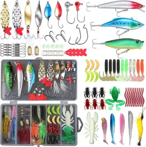 Summer Spring Gift Fishing Lures,Tackle Box with Tackle Included, Crankbaits, Spoon, Shrimp Worm Bait, Hooks,Weights & Other Accessories, Fishing Lures kit Lure Set for Bass Trout Salmon