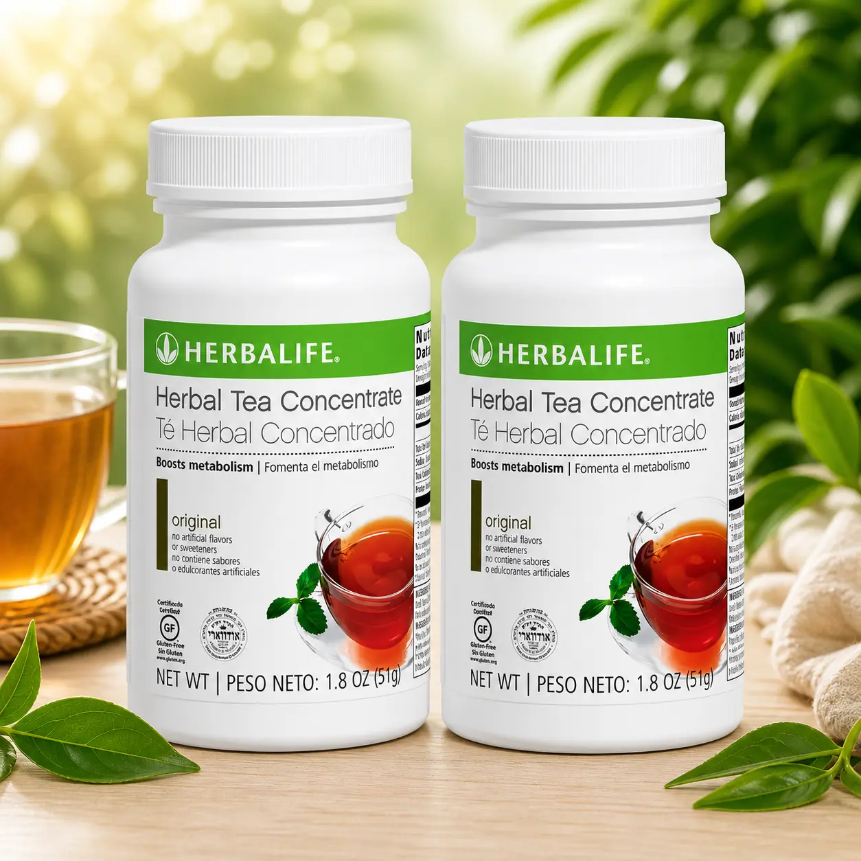 2 Bottles Herbalife Herbal Tea Concentrate Original 1.8 oz - Gluten-Free Daily Hydration & Wellness Supplement for Adults, Natural Green Tea Extract, Caffeine, Beverage,  - Cold, Fruit