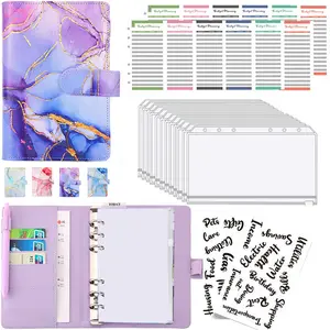 A6 binder envelope money saving challenge binder leather PU 6-hole loose leaf notebook cash budget budget binder leather A6 cash envelope money saving binder zipper envelope cash envelope for budget saving challenge book