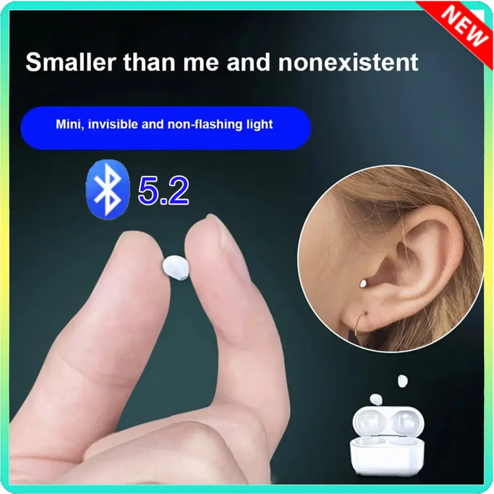 TWS In-Ear Bluetooth Earphones - V5.2, Invisible Mini Design, Noise Reduction, Built-in Microphone, Waterproof, Magnetic, Stereo Audio for Games