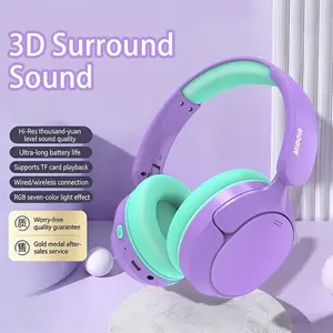 MOKATA Kids Over-Ear Bluetooth Headphones with AI Noise Cancelling Mic, 5.3 Bluetooth, Long Battery Life, Foldable Portable Design, DIY Stickers, 3D Surround Sound HiFi Audio Student Headset