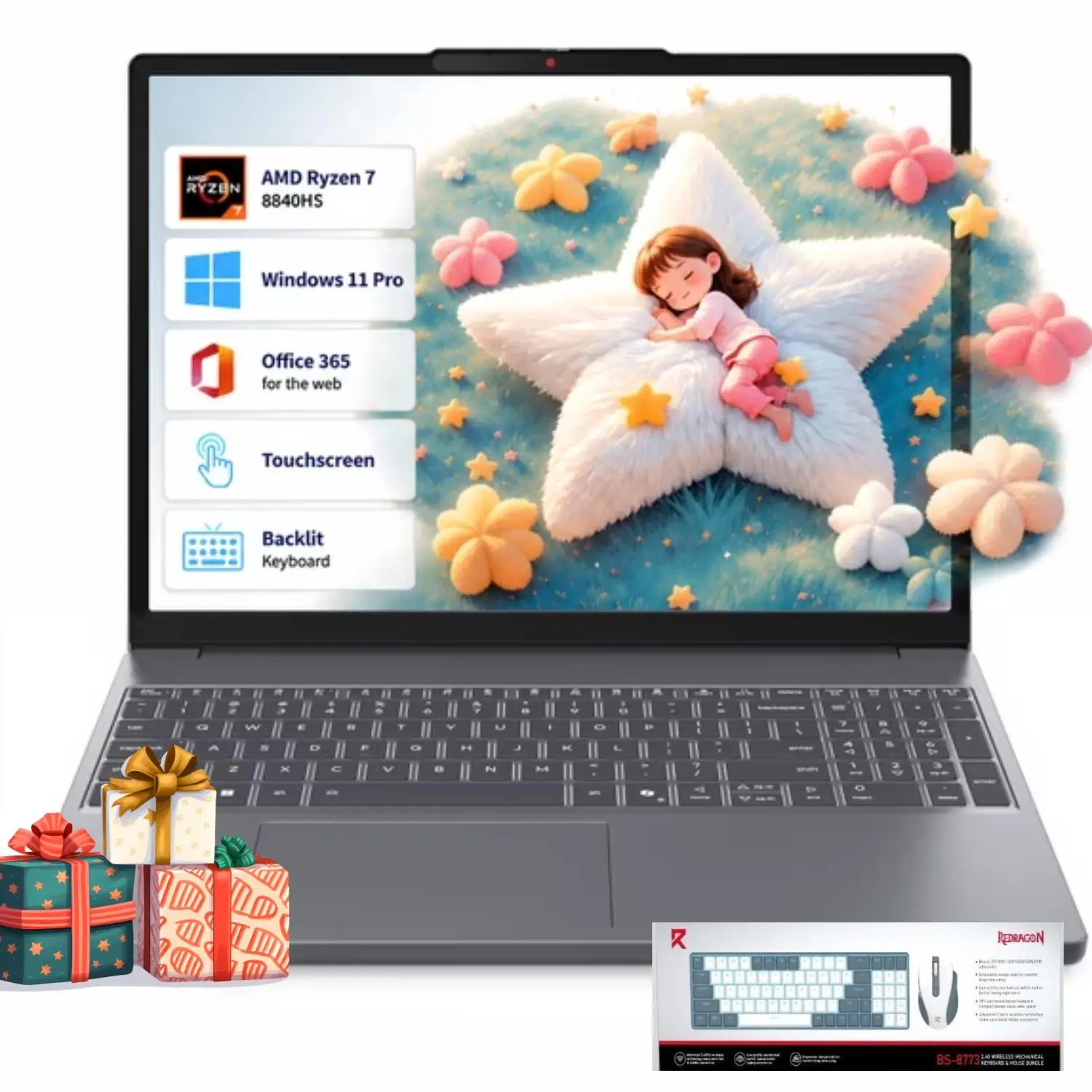 2026 Lenovo Gray 15.3" Touchscreen Laptop | Ryzen 7 8840HS, Radeon 780M Graphics, Up to 32GB RAM 1TB SSD, FHD 1080P IR Camera, Backlit Keyboard, Windows 11 Pro, Bundle Accessories Included