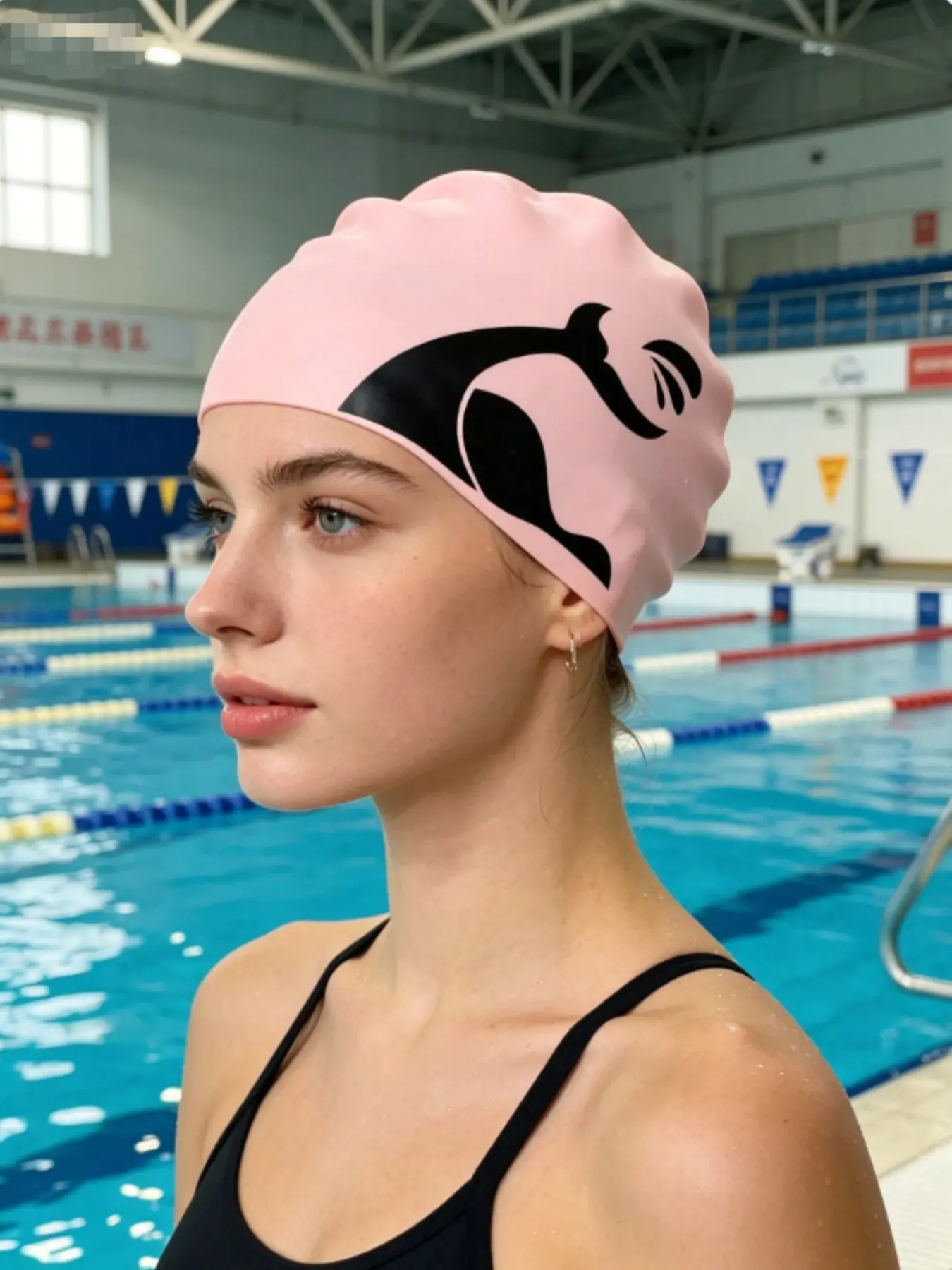 Waterproof Silicone Swimming Cap for Long Curly Hair, Unisex Fitness Swim Gear, Protects Ears and Hair, Suitable for Men and Women, 1 Piece