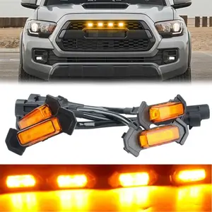 12V Car LED Headlight Conversion Kit with Amber Square Lens, Waterproof High-Visibility Driving Lamp for Jeep RV SUV Off-Road Upgrades