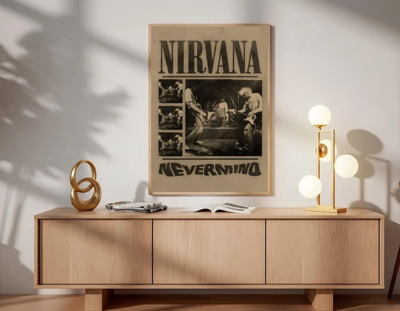 [NO FRAME] Nirvana Nevermind Poster, Live Performance Print, Vintage Grunge Wall Art, Retro Music Decor, Retro Wall Art, Vintage Music Print