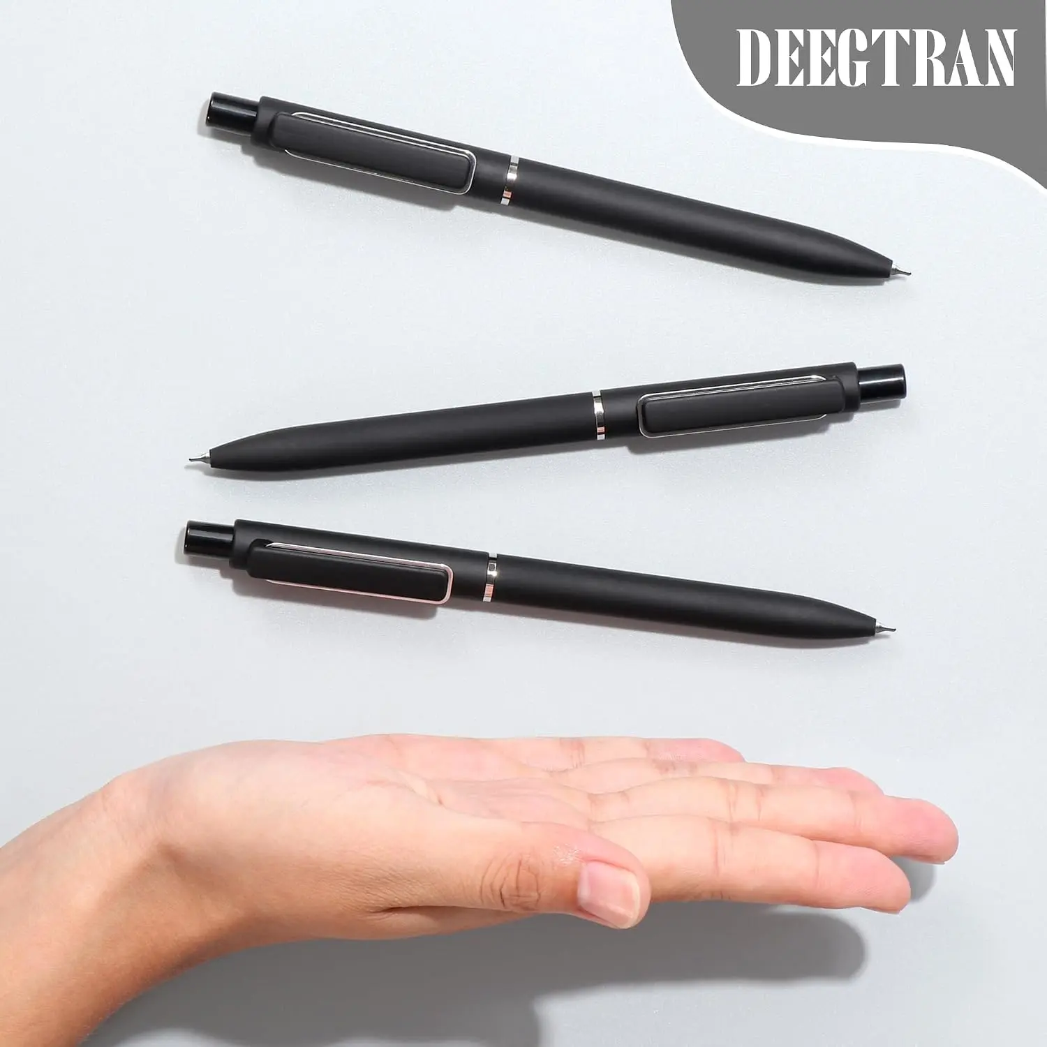 【BackToSchool】Deegtran Retractable Black Ink Pens, Aesthetic Cute Gel Click with No Smear & Bleed Fine Point Ink, Smooth Note Taking Journaling Pens for School Office Gift,12 Pack