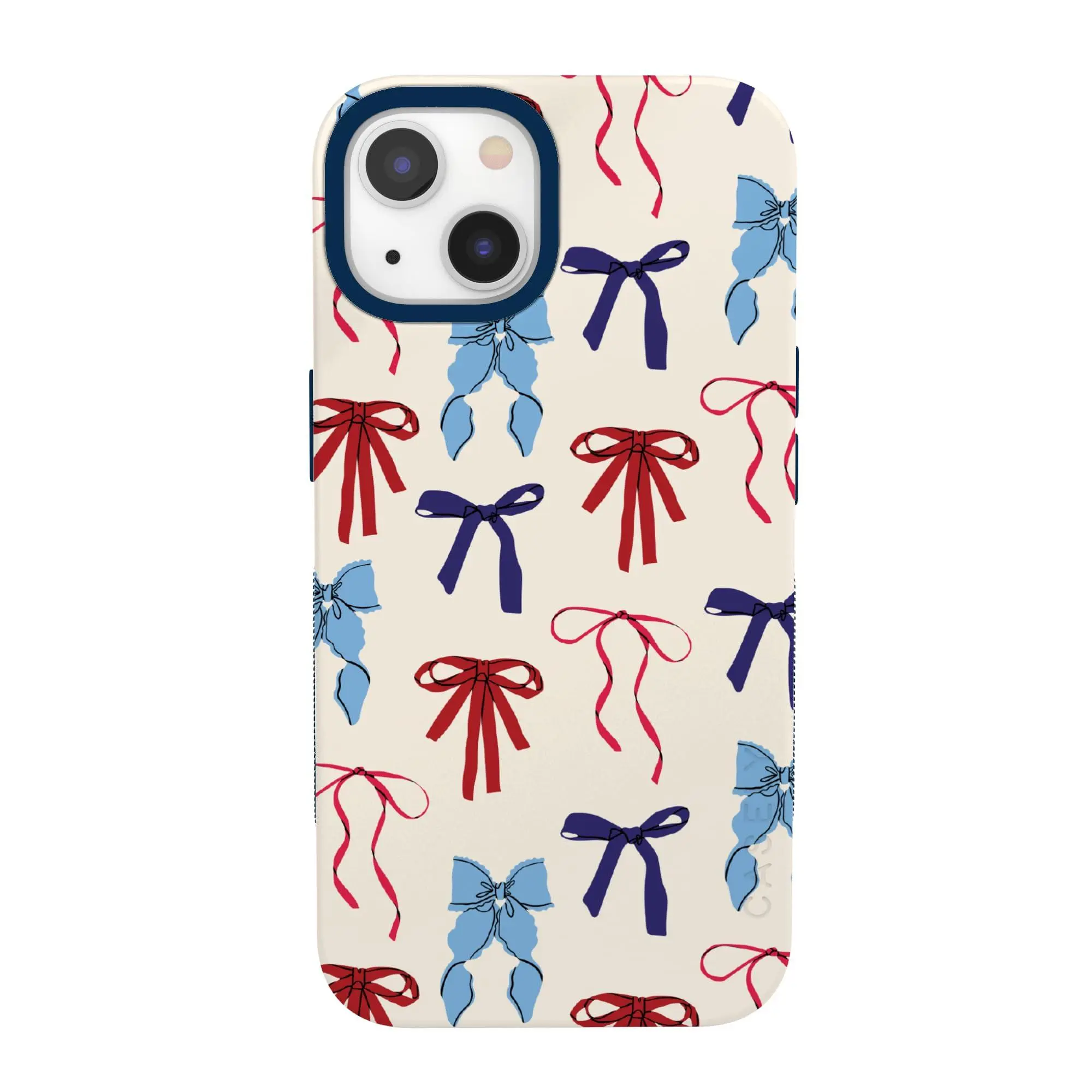 Casely iPhone 13 Case | American Girlie | Red White & Blue Bows | Bold Protective Design | Compatible with MagSafe