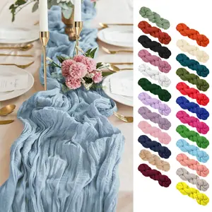Elegant Cheesecloth Table Runner 10ft 21x120" for Wedding Party Bridal Shower Thanksgiving Christmas Decoration Rustic Romantic Long Tablecloth Vintage Farmhouse Tablecloth