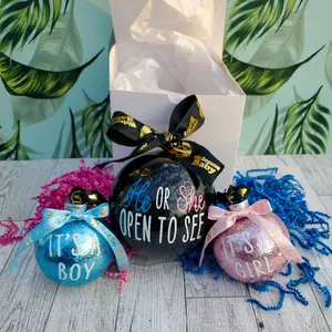 Gender Reveal Christmas Ornament with Second Ornament Inside with Free Gift Box/ Gender Reveal Ornament/ Gender Reveal Pop Apart Ball