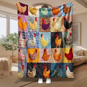 Soft Chicken Pattern Fleece Throw Blanket, Super Cozy Warm Fluffy Blanket for Couch, Aesthetic Home Decor, Perfect for Bed, Travel, Camping, Must-Have
