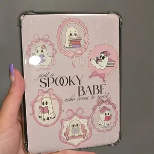 Spooky Babe with Pink Ghosts Reading Kindle Case Insert