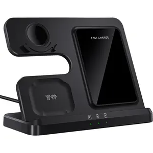 Wireless Charger for Samsung Charging Station: 3 in 1 Galaxy Watch Charger, Adapter Included, Black(2025 US Version)