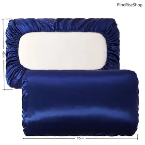 PineRiseShop Solid Color Satin Pillowcase 2 Counts Soft Pillow Cover with Elastic Band Pillow Protector for Home Bedroom & Travel Silky Satin Bedding 46cm x 70cm
