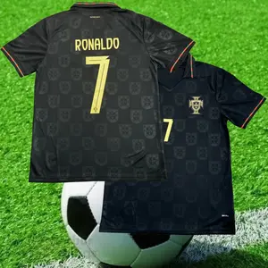 2026 Portugal National Team Home Black Red No. 7 Cristiano Ronaldo Short-Sleeved Football Shirt Jersey