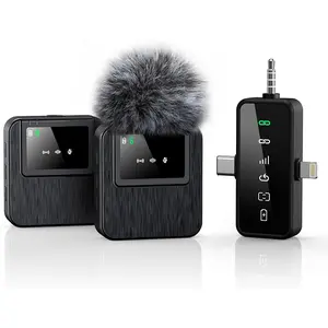 3 in 1 Microphone for iPhone/Android/Camera, Wireless Microphones, 328ft Transmission, 18H Battery Life, Mini Microphone for Record Interview, Vlogs, Tiktok