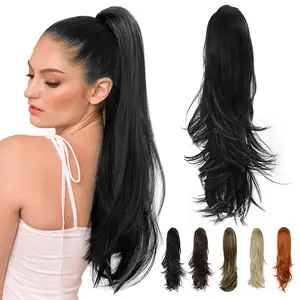 AISI HAIR Ponytail Claw Clip in 22/26 Inch Ponytail Hair Extension For Women Natural Wavy Sythetic Hairpieces for Daily Use fluffy  Synthetic Wigs Glueless Kinky Straight Hair Weave,summerwins