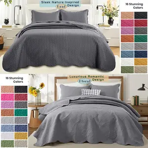 【 Weekly Picks 】Imperial Homeware 3-Piece Quilted Bedspread Set – Soft, Lightweight Microfiber Coverlet with Modern Leaf Design & 2 Pillow Shams – Available in Twin, Queen & King Sizes, Multi-Color Variants