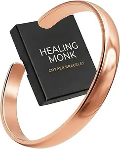 Healing Monk Pure Copper Bracelet for Men & Women – Handmade Uncoated Copper Jewelry Cuff – Adjustable Healing Copper Bracelets for Arthritis – Mens & Womens Copper Cuff Pulsera de Cobre