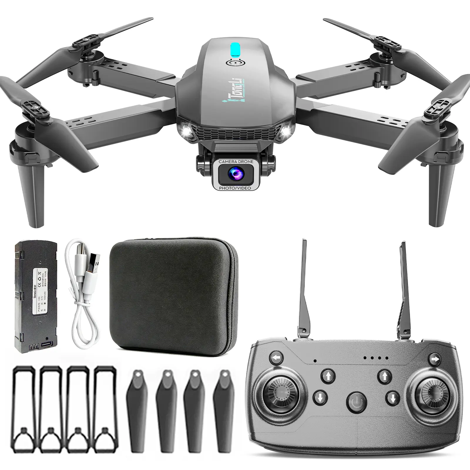 Tongli upgraded quadcopter drone, aerial photography drone, outdoor drone, remote control drone, foldable design, 360-degree flip, USB charging port, free storage bag included, suitable for beginners, ideal gift for Christmas, Halloween and Thanksgiving