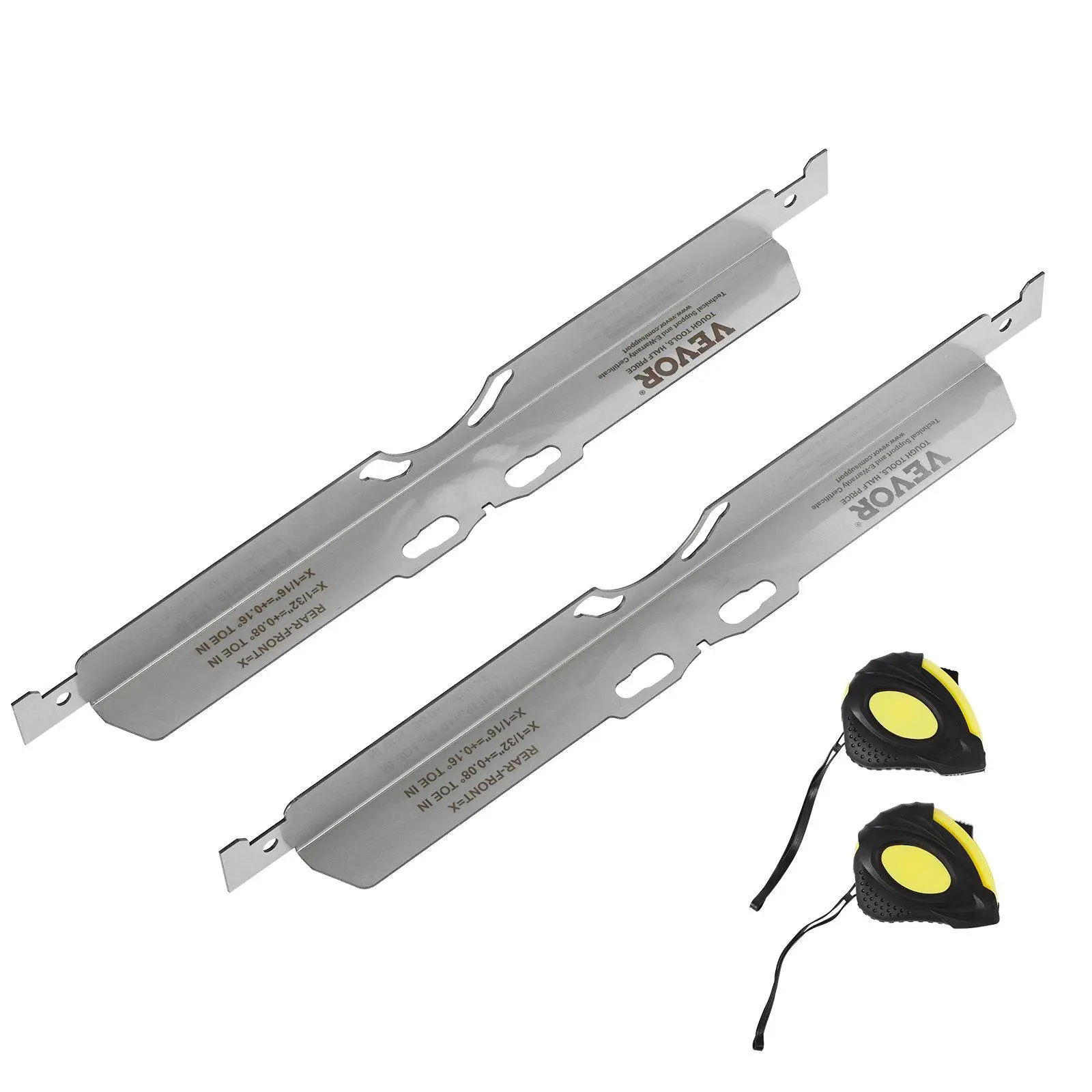 【Summerfinds】VEVOR Wheel Alignment Tool 2-Pack Toe Alignment Toe PlatesStainless Steel Wheel Alignment Tool PlateToe Angle Accurate MeasurementIncludes 2 Measuring Tapes & Conversion Chart