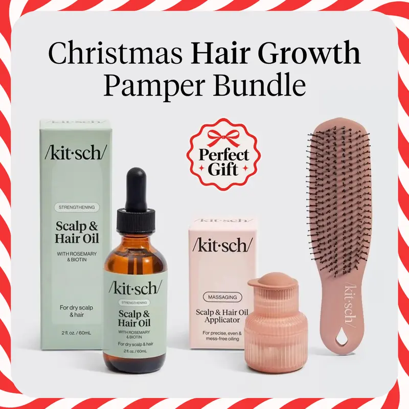 Kitsch Christmas Hair Growth Pamper Pack | Rosemary & Biotin Scalp & Hair Oil, Scalp Oil Applicator & Scalp Renewal Brush | Thoughtful Haircare Gift Set