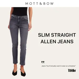 Mott & Bow Slim Straight Allen Jeans Comfortable Medium-weight Jeans for Women Anti Flat Butt Straighter through the Waist and Hips