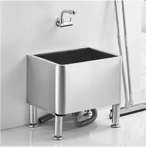 Slop Sink, Floor Mop Sink, Commercial Floor Mop Sink, Stainless Steel Mop Service Basin, Laundry Mop Sink for Kitchen (45x41x55cm)