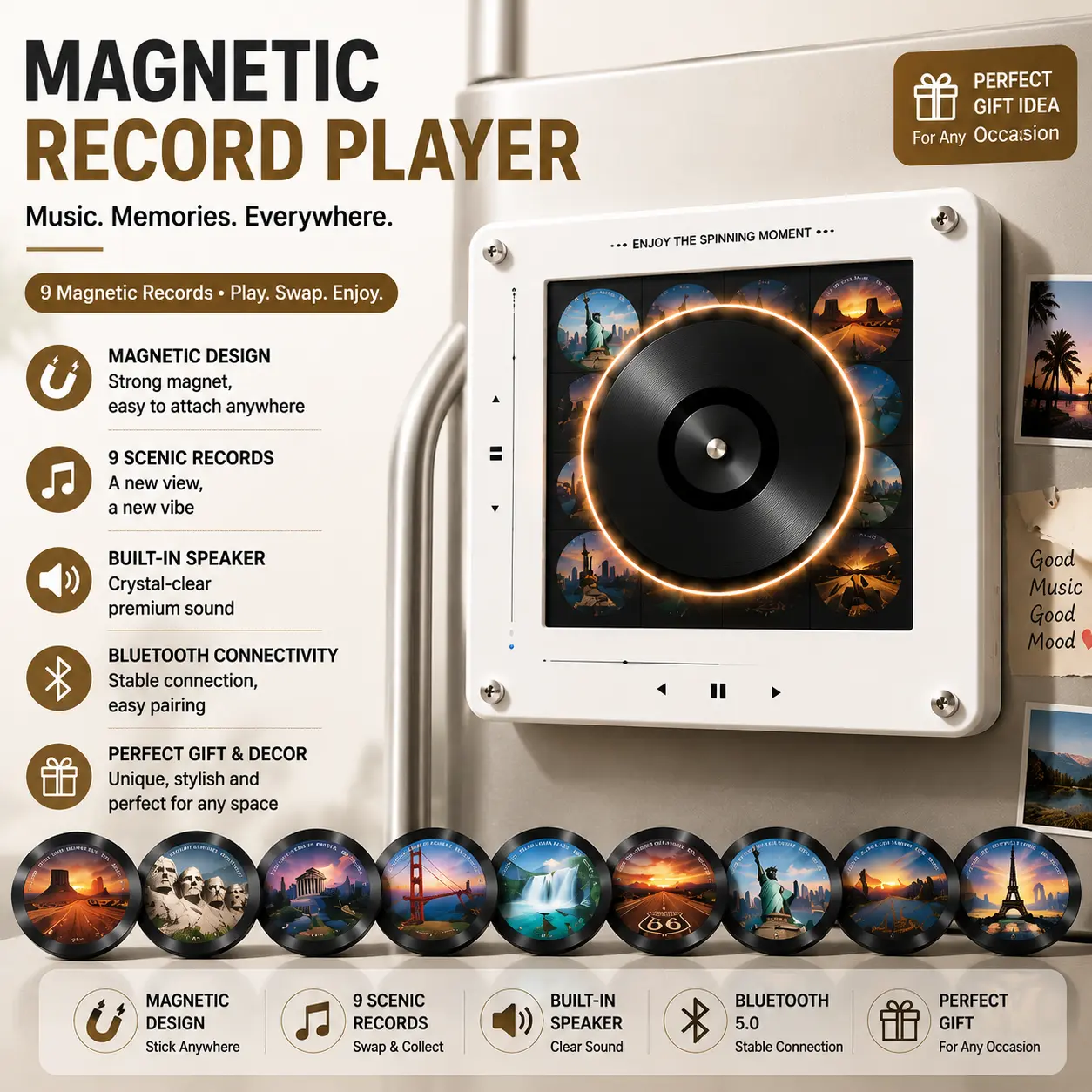 Music Fridge Magnet Decor Gift – Turn Your Fridge Into A Musical Memory Space, Aesthetic Christmas Gift for Music Lovers