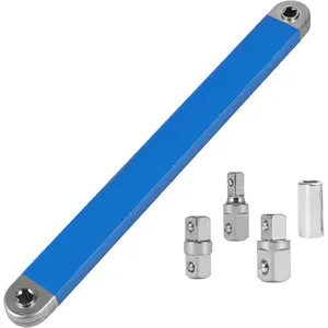 15-Inch Offset Extension Wrench Set – Heavy Duty Impact Socket Wrench with Square Drive Adapters (1/4", 3/8", 1/2") – ALECH Nematyta Speedpro Universal Extension Wrench for Tight Spaces – 2PCS 3/8" to 1/4" Hex Female Socket Adapter Included