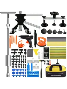 Paintless Dent Repair Puller Kit, Car Dent Remover Automotive Repair Tools with Lifter, Bridge Puller, Rubber Hammer, T-Bar Suction Cup for Auto Body & Furniture Surface Fixing