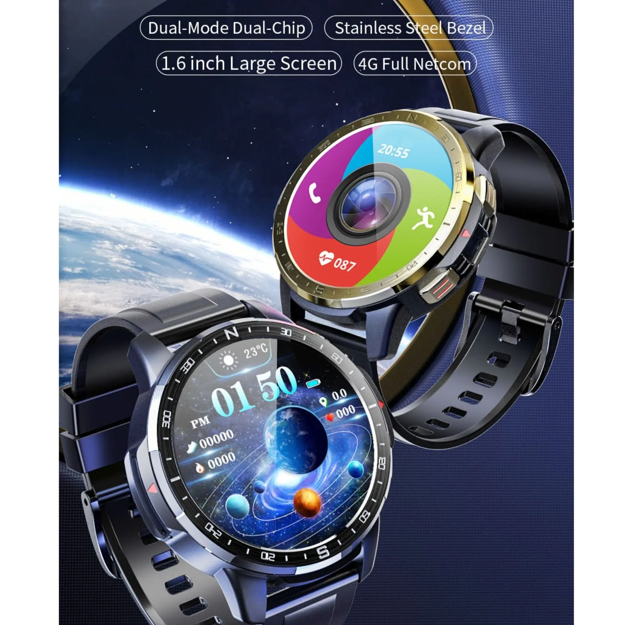 Android Unisex Smart Watch GPS 4G WIFI 1.6 Inch HD camera Bluetooth Card