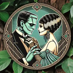Vintage Frankenstein Metal Wall Art 8x12, Halloween Home Decor Tin Sign, Gothic Bride Dance Decor, Vintage Horror Metal Signs for Bar Man Cave Wall Decor, Room Decor, Decoration