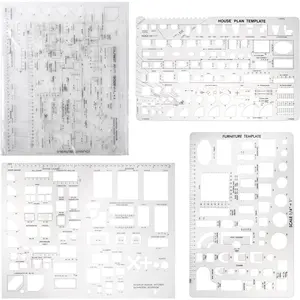 Drafting Tools and Ruler Shapes for Architecture - Set of 3 for House Plan Furniture Kitchen, Building, Interior Design