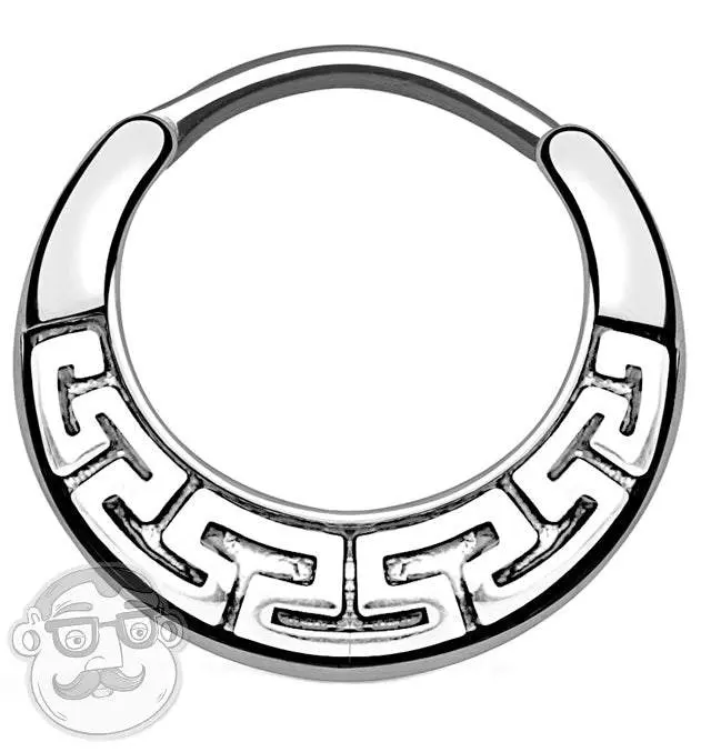16G Silver Aztec Brass Septum Clicker