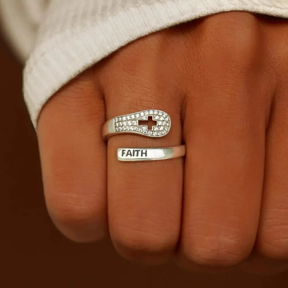 Cross Motif Ring for Women, Adjustable Minimalist Statement Jewelry as a Faith Symbol for Daily Wear, Daily Wear Jewelry, Christian Cross Graphic Rings, Cross Rings, Adjustable Rings