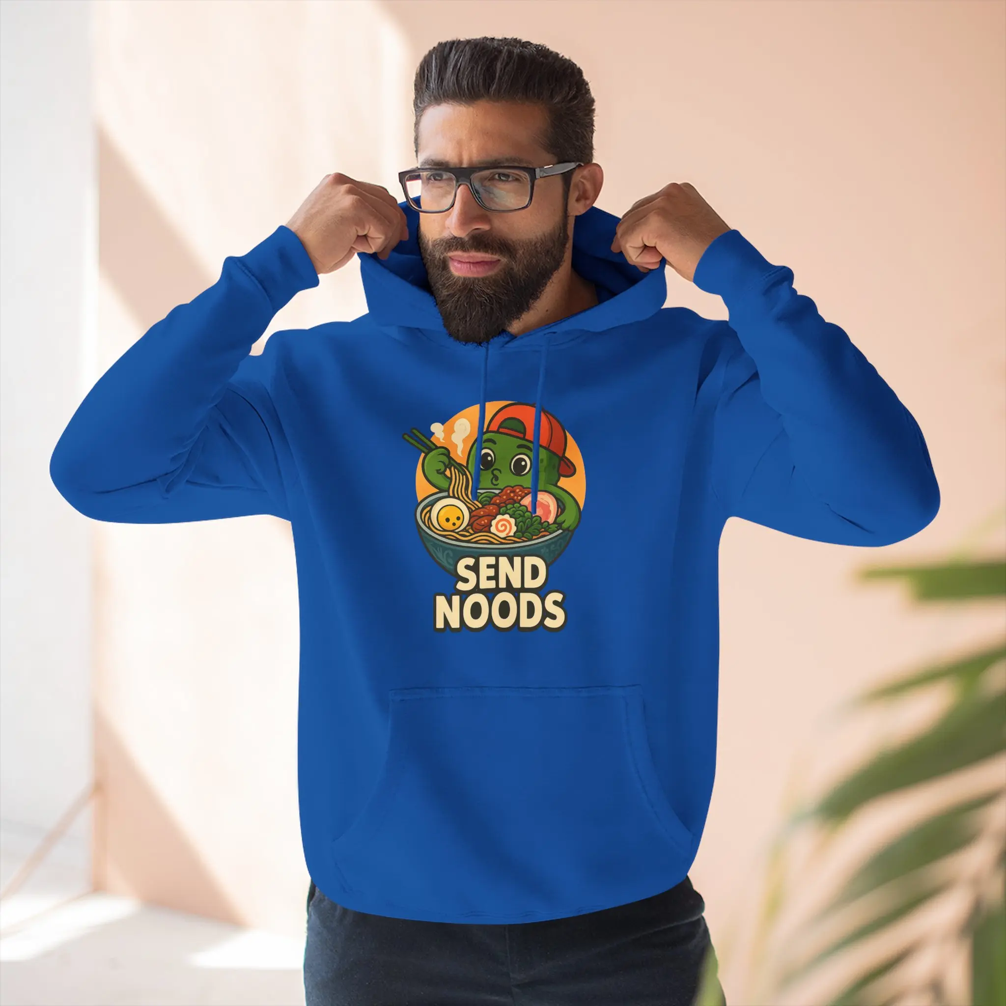 Kawaii Ramen Pickles Fleece Hoodie Send Noods Japanese Food Sweatshirt Cozy Pullover Cute Jumper Funny Anime Hoodie Unique Gift Casual Decoration Soft Fabric Long Sleeve Menswear with Adjustable Hood Kangaroo Pocket
