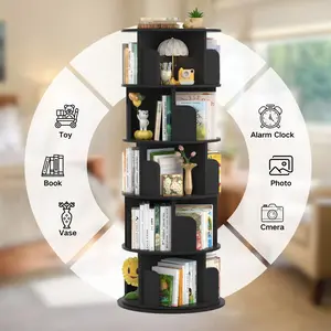 Rotating Bookshelf, 360° Display Stackable Rotating Bookshelf Tower, Narrow Space-Saving Tall Floor Standing Rotating Bookrner Storage Organizer, Suitable for Bedroom, Living Room, Bedroom Bookshelf, etc.
