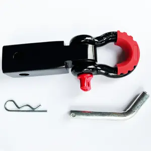 Bull Strap 2" Hitch Receiver w/ 3/4" 5T D-Ring Shackle, Isolators, Washers, & Pin