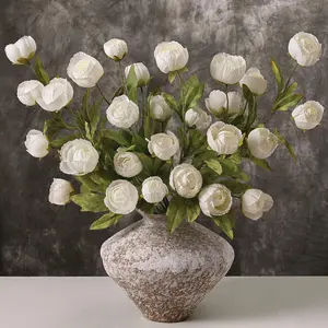 Faux Silk Peony Artificial Flowers,3/6Pcs  27" Long Stem Peonies Bulk Fake Flower Branches for Tall Vases DIY Wedding Bouquet Centerpieces Floral Arrangements Fillers Home Decor