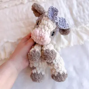 Crochet Baby Cow Lovey Mini Plush Snuggler, Cottagecore crochet highland cow Crochet Cow Crochet Snuggler