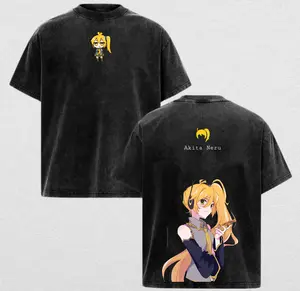 Akita Neru | Vocaloid Washed Tee Streetwear Hoodie “Yellow Rebel Tsundere Spirit Digital Icon” — For Anime Fans For Drops That Radiate Iconic Energy