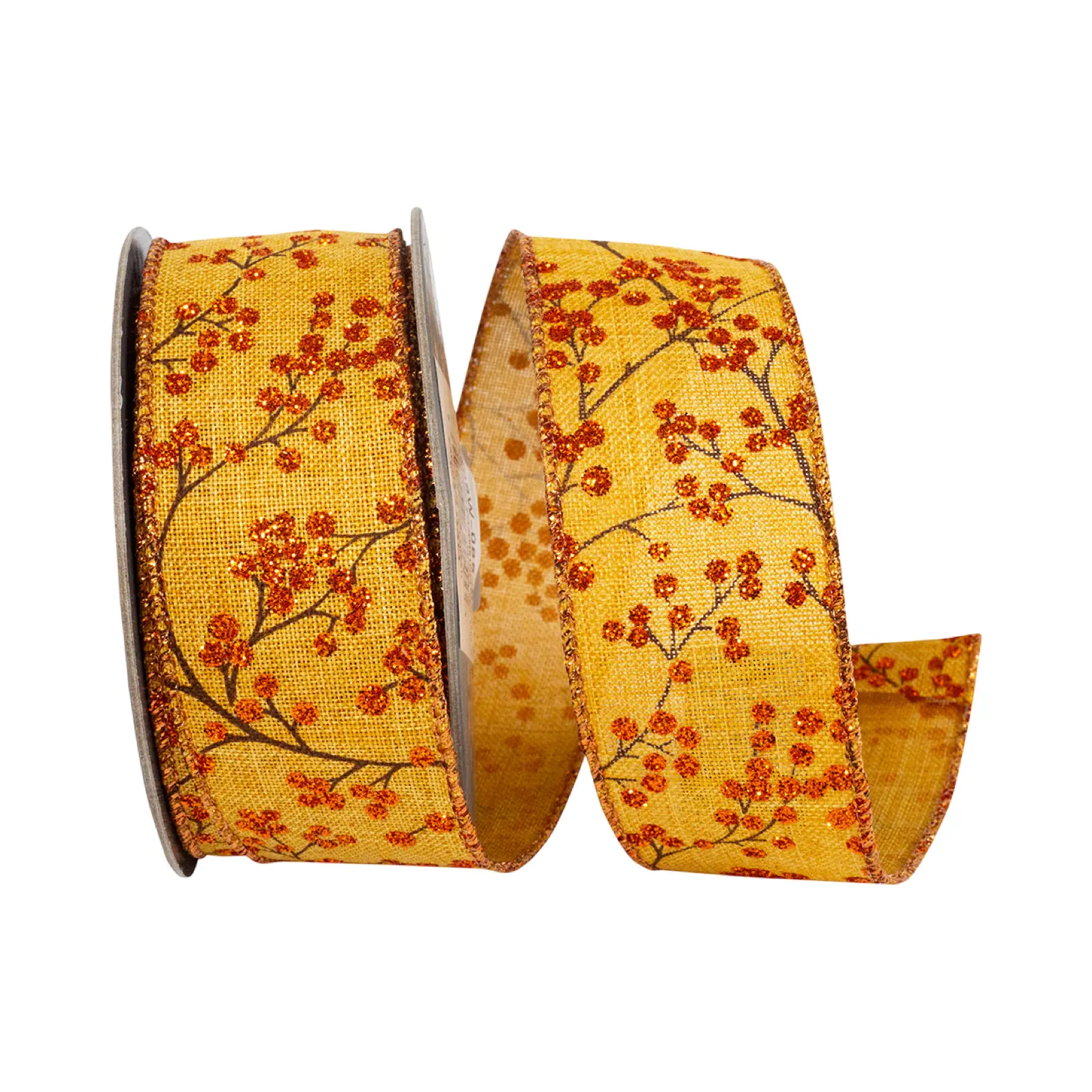 Fall Forest Berries Linen Ribbon, 1.5" X 10YD
