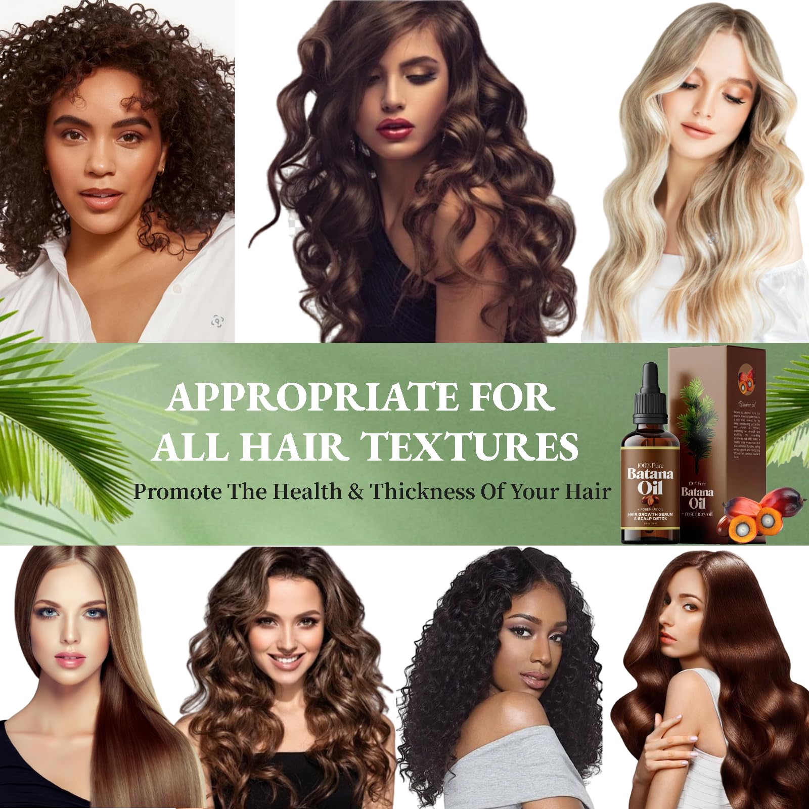 Batana Oil for Hair,Hair Oil with Rosemary for Hair Growth - 100% Organic Batana Oil ,Healthy Hair, Make Hair Longer Fuller Thicker, Organic Batana Oil with Rosemary,Organic Rosemary Oil Vitamin E Nourish Scalp,for All Hair Types