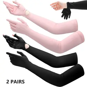 2 Pairs Summer Long Cycling Gloves for Men & Women, Sun Defence Touchscreen Driving Gloves, Motorcycle Gloves, Breathable Quick Dry for Outdoor Sports