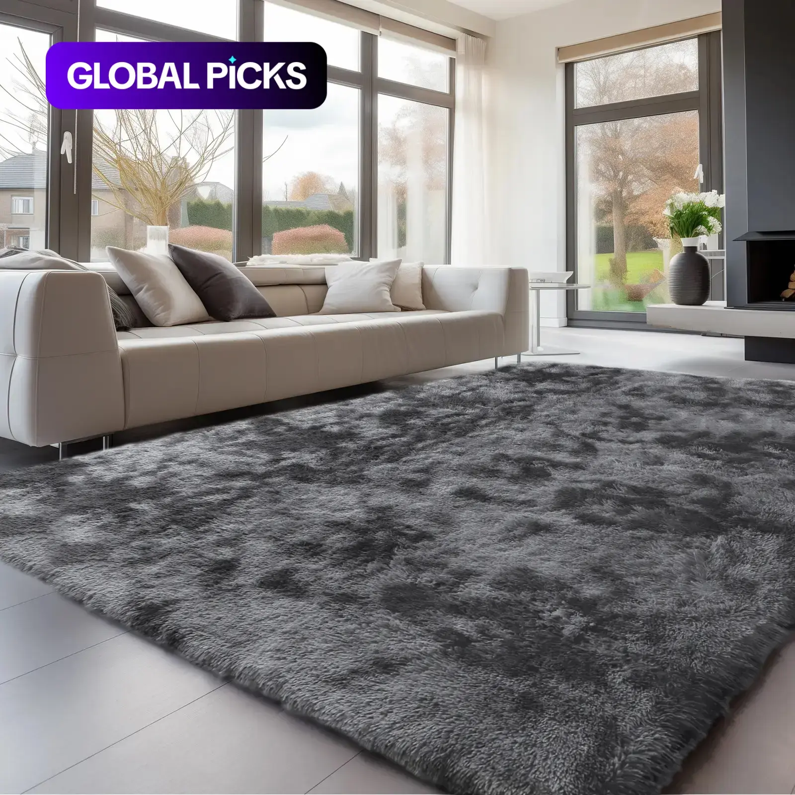 Large Shag Area Rugs, Contemporary Rugs, Tie-Dyed Plush Fuzzy Rug for Living Room, Ultra Soft Fluffy Furry Rugs for Bedroom, Indoor Nursery Carpet for Kids Room, Home Decor #GLOBAL PICKS