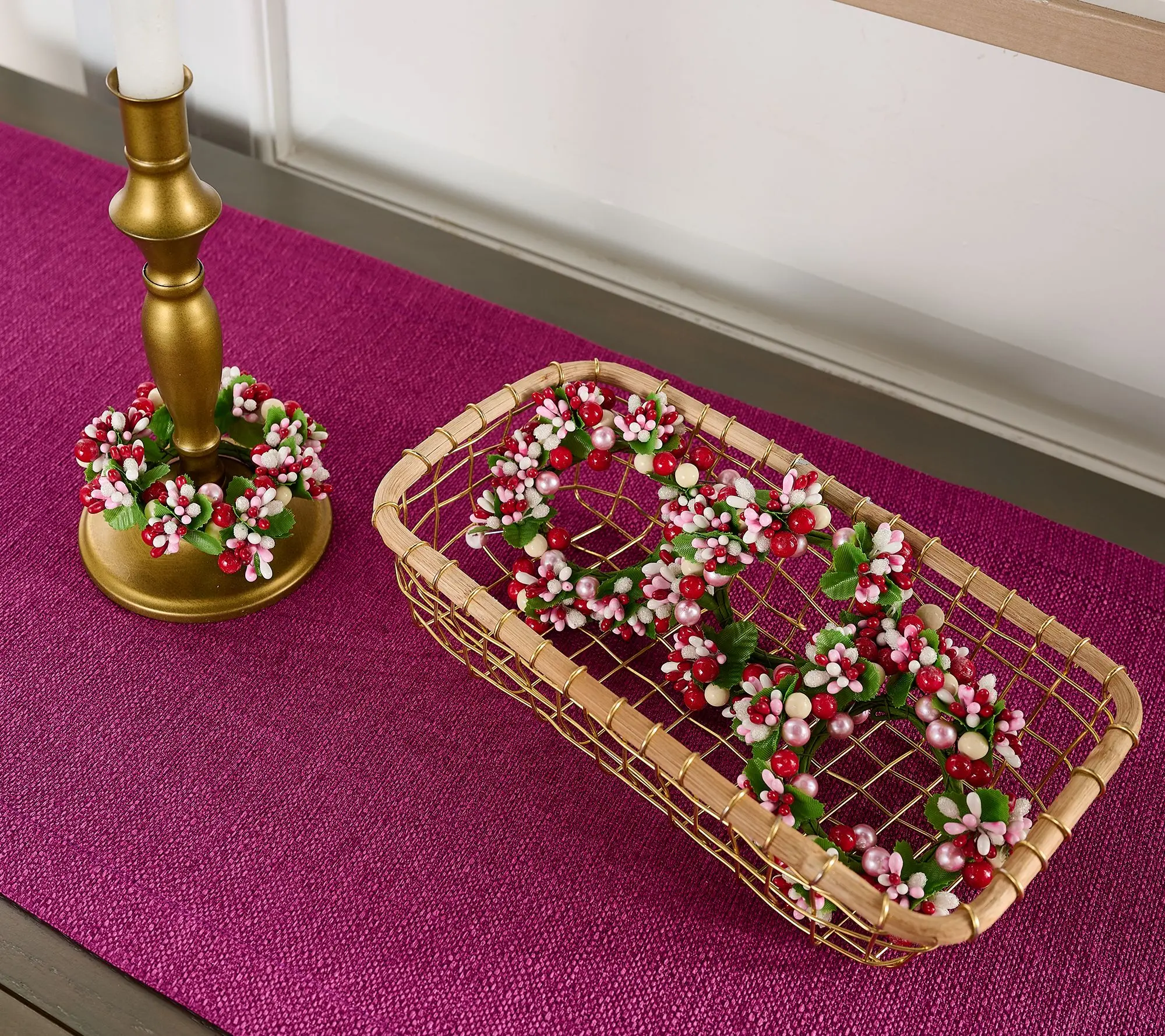 Set of 4 Valentine Pip Berry and Pearl Napkin Rings by Valerie
