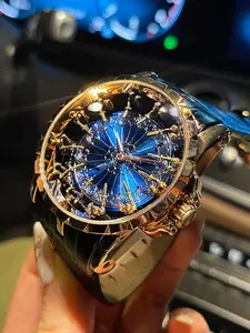 Luxury Elegant Men's Watch, Skeleton Watches, Modern Casual Wristwatch, Stylish Watch, Round Quartz Analog Dial, Hardlex Glass, Clasp Closure, Casual Fashion Accessory, Perfect Gift