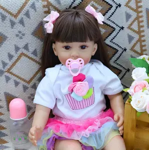 Reborn Dolls 22 Inch 55 Centimeter Soft Body Crochet Silicone Baby Doll with Cute Clothes Mold Mouth Companion Toy for Role-playing Christmas Gift